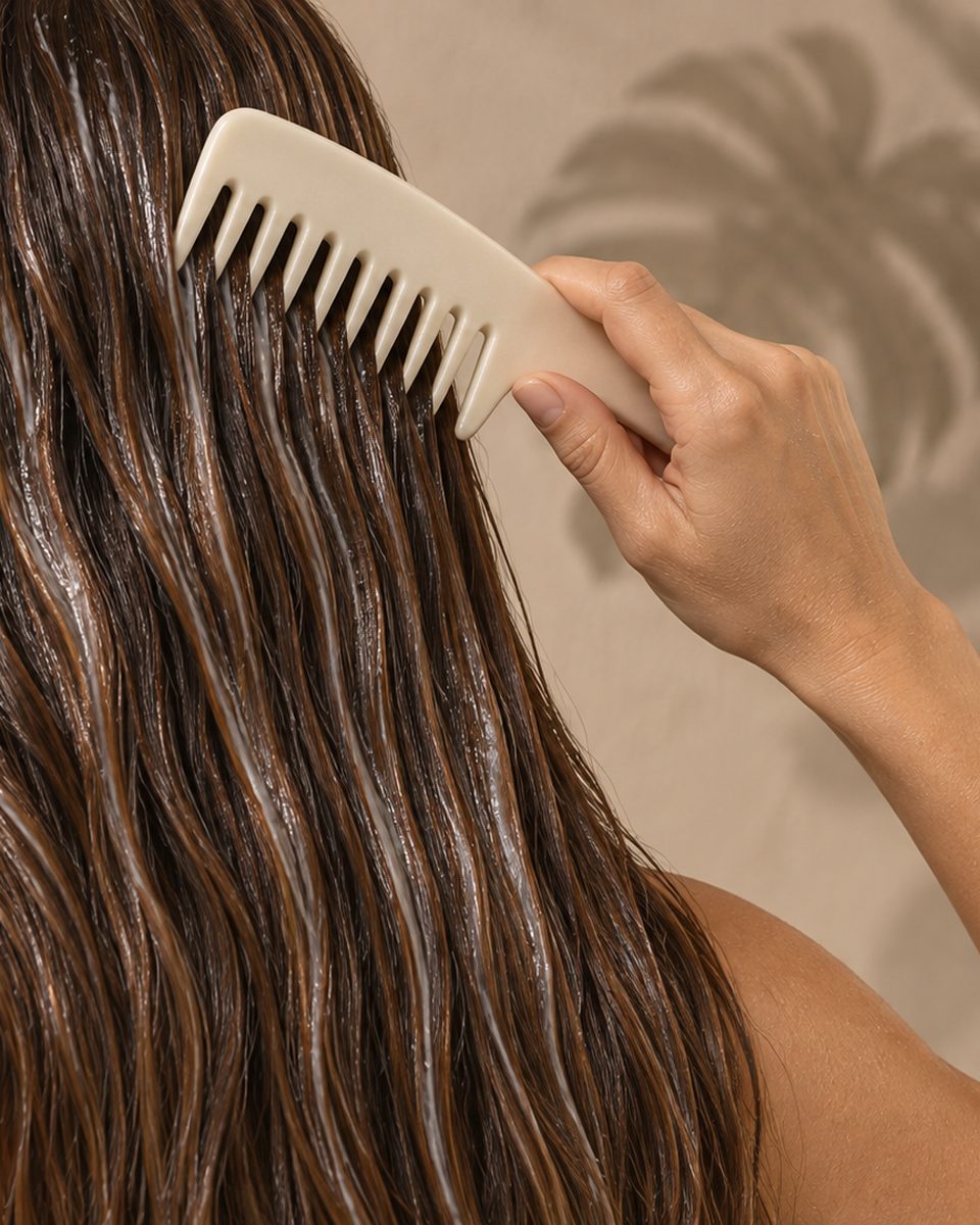 Detangling long hair with a comb